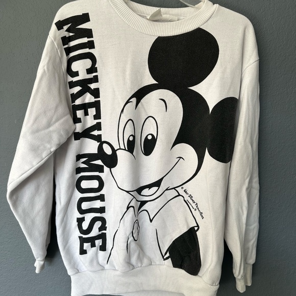 Disney Sweaters - Vintage Mickey Mouse 80s Double Printed Sweatshirt White Oversized Size Small